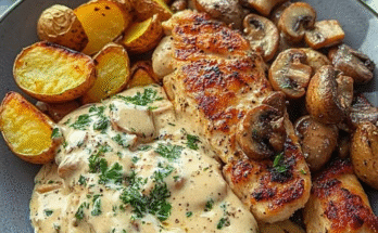 🍄🔥 Creamy Mushroom Garlic Chicken Alfredo Popular Recipe!