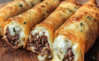 These cheesy beef roll-ups are next-level comfort food! Golden, crispy, oozing with melted cheese, and packed with savory beef—this is the kind of snack you’ll want to make again and again. 🤤🔥👉 Read Recipe, Don’t miss it!
