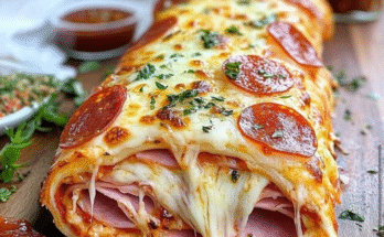 This isn’t just a pizza roll—it’s a molten, meaty masterpiece. 🧀🔥 Stuffed with layers of cheese, ham, and pepperoni, then topped with more melty goodness… every slice pulls like a dream!👉 Read Full recipe —you don’t want to miss this one!